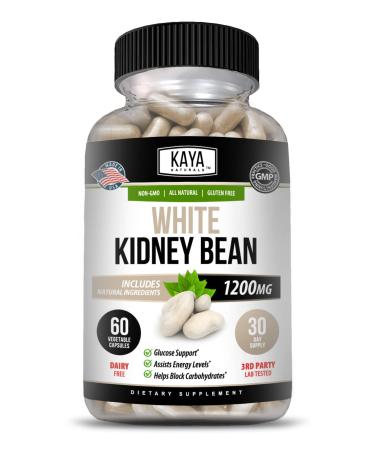Kaya Naturals White Kidney Bean - All Natural Carb Blocking Supplement - 100% Pure Fat Absorber for Weight Support, Helps Metabolize Fats, Clinically Tested, Promotes Healthy Body Weight - 60 Capsules