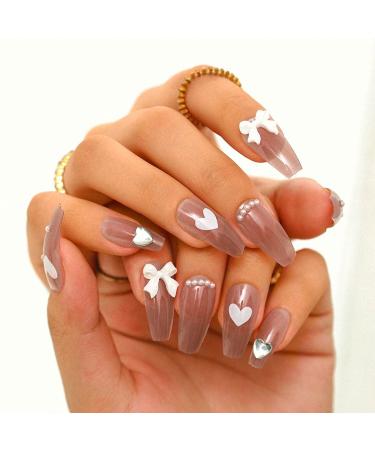Sethexy Ballerina False Nails - Long Coffin Shape French Tips | High-Quality False Fingernails for Glamorous Looks - Buy Online on GoSupps.com
