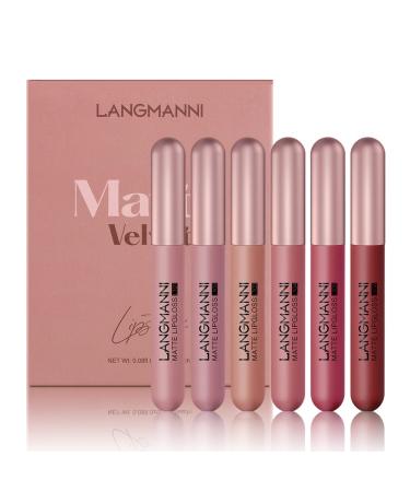 6 Colors Matte Lip Gloss Set - Moisturizing Non-Stick Cup Velvet Lipstick | Buy Online Worldwide - Buy Online on GoSupps.com