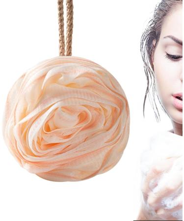 Soft Bath Balls - Multipurpose Rose Bath Sponge Women & Men Skin Friendly Body Scrubber Soft Shower Balls with Lanyard for Home Pink - Buy Online on GoSupps.com