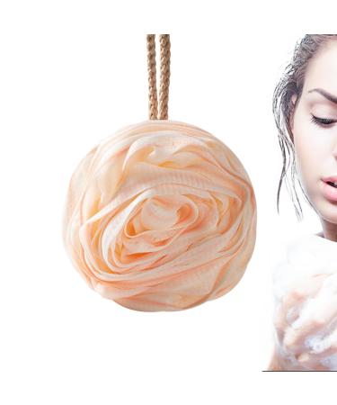 Soft Shower Sponge - Rose Multipurpose Bath Balls Women & Men Skin Friendly Body Scrubber Soft Shower Balls with Lanyard for Home Pink