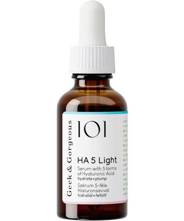 Geek & Gorgeous 101 HA 5 Light - Serum with 5 forms of Hyaluronic acid light & fast absorbing - hydrates softens and plumps skin - all skin types especially combination 30ml - Buy Online on GoSupps.com