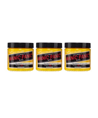 Manic Panic Sunshine Classic Creme Vegan Cruelty Free Yellow Semi Permanent Hair Dye 3 x 118ml Sunshine 118 ml (3Pack) - Buy Online on GoSupps.com