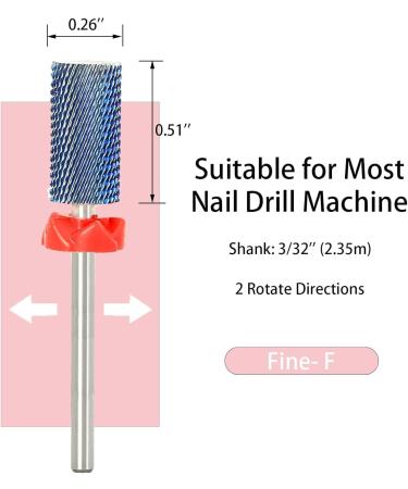 Akylin Carbide Nail Drill Bits - 3/32' Fast Remove for Acrylic/Hard Gels for Manicure Pedicure Cuticle Gel Polishing Salon Bits-Left and Right Hand(Fine) Fine-F Type-D - Buy Online on GoSupps.com