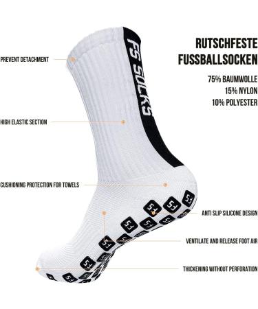 Gohanny Soccer Socks - 3 Pairs Grip Socks for Men Women & Children | Slipproof Football Basketball Running & Hiking Socks (Size 35-39 39-46) - White - Buy Online on GoSupps.com