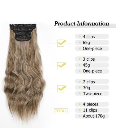 YDDM 20 Inch Wavy Clip-In Hair Extensions - Affordable Synthetic Hair Full Head Set for Women - 4 Pieces - Buy Online on GoSupps.com