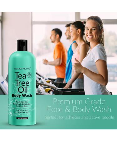 Natural Riches Tea Tree Body Wash - Itchy Skin Relief - Peppermint, Eucalyptus & Tea Tree Oil - Men & Women 2x16 fl oz - Buy Online on GoSupps.com