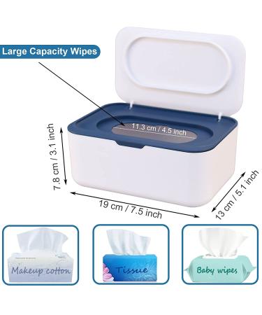 2 Pack Baby Wipes Dispenser with Lids - Refillable Wipe Holder for Bathroom & Travel - Keeps Wipes Fresh - Grey & Blue - Buy Online on GoSupps.com