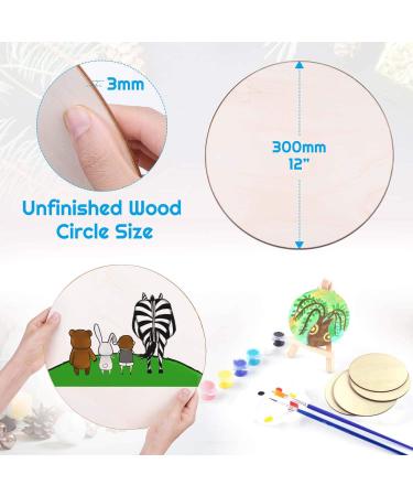 12-Pack Audab 12 Inch Unfinished Wood Circles for Crafts - Wooden Rounds for DIY Projects, Door Hanger, Wood Burning - Buy Online on GoSupps.com