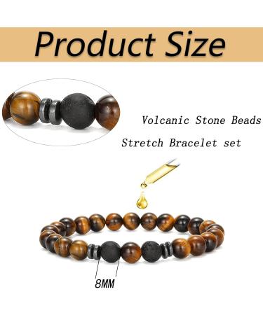 Karjiaja 3 PCS Tigers Eye Bracelet - Natural Stone Chakra Crystal Beads Agate Gemstones for Women - Healing Positivity, Anxiety Relief, Yoga Reiki - Elastic - Buy Online on GoSupps.com