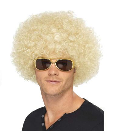 Baruisi Jumbo Disco Afro Wig Fluffy Synthetic 70s Hippie Costume Wig for Men and Women Blonde