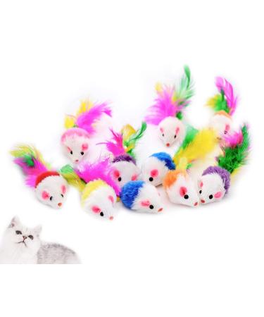 DFsucces Cat Catnip Mice Toys 17 Pcs Cat Mouse Toys Soft Mouse Toys Cat Toy Mice Rattle Set Variety Interactive Cat Toy with Feather Tail for Cat Kitten(Mixed Color)