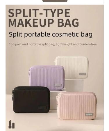 Waterproof double-layer makeup bag travel toiletry organizer with transparent window for women (Black) - Buy Online on GoSupps.com