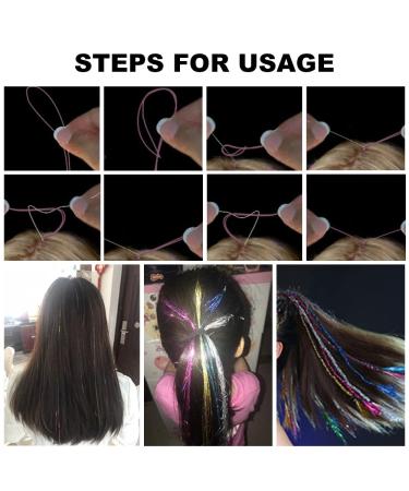Mlysnd Hair Extensions & Tinsel - 12 Colors Heat Resistant Hair Lametta for Cosplay & Festival - Colorful Glitter Strands & Tools Included - Buy Online on GoSupps.com