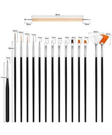 Shop Hanyousheng 20-Piece Nail Brush Set | 15 Design Brushes & 5 Dotting Tools for DIY Nail Art | Black | International Shipping Available - Buy Online on GoSupps.com