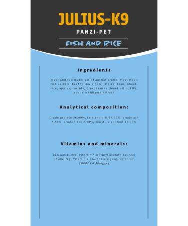 Julius-K9 - Fish & Rice - Hypoallergenic food for adult dogs - Salmon and rice based dog food - Suitable for all breeds - 3 kg - Buy Online on GoSupps.com