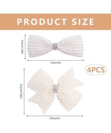 Bekecidi 4 Piece Pearl Bow Hair Clips Cloth Bowknot Hairpin In Pairs Bow Hair Barrettes Hair Styling Decoration Accessories for Girls and Women 2 Styles - Buy Online on GoSupps.com