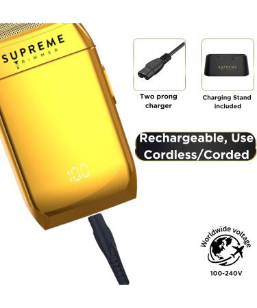 Supreme Trimmer Crunch Men's Foil Shaver STF602 - Waterproof Electric Razor for Short Hair & Stubble | 150-Minute Run Time | Ideal for Barber Use | Gold - Buy Online on GoSupps.com