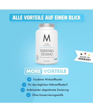 More Nutrition Essentials O3-D3-K2 | 480 Fish Oil Capsules with Vitamin D3 & K2 | Premium Fish Gelatin Shell - Buy Online on GoSupps.com