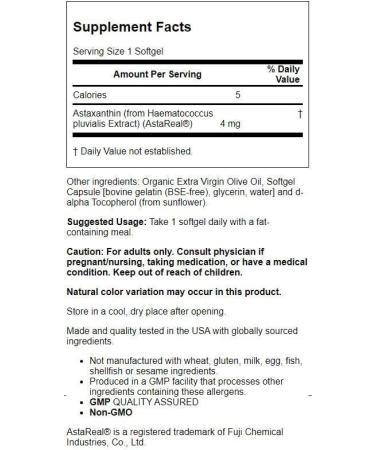 Now Foods Astaxanthin Softgels - Pack Of 90 - Buy Online on GoSupps.com