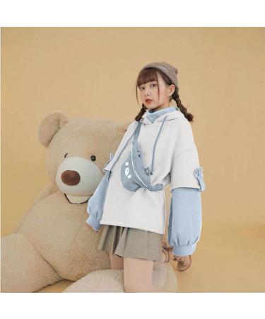Attine Cute Bear Hoodie for Women - Kawaii Brown Sweatshirt with Personality Bag | A02-Blue | 5X-Large - Buy Online on GoSupps.com