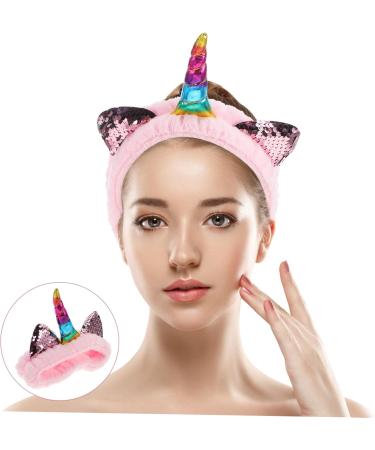 VALICLUD Unicorn Makeup Headband Cute Shower Hairband Women Girls Spa Headband for for Washing Face Spa Makeup Shower Bath Sports Pink - Buy Online on GoSupps.com