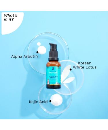 Pilgrim 2% Kojic Acid Serum for face (30 ml) with 1% Alpha Arbutin & Korean White Lotus For Acne & Darks spots| Anti-pigmentation Face Serum For Men & Women | For All Skin Types - Buy Online on GoSupps.com