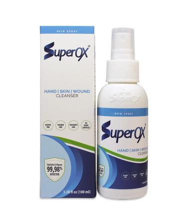 Superox Skin Spray - Minor Cuts, Scars, Tattoo & Piercing Aftercare - Natural & Non-Irritating - (3.4 oz)