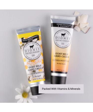 Dionis Goat Milk Skincare Field Of Flowers Hand Cream Gift Set - Daisy & Honeysuckle & Coconut - Moisturizing, Soothing, and Restoring - 2 x 1oz Tubes - Buy Online on GoSupps.com