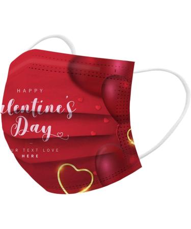 ZQP 100PCS Valentine's Day Love Heart Printed Face_Mask Fashion Disposable_Protection Three Layer Breathable Face_Mask for Adult Couple Style Comfortable for Outdoor Indoor - Buy Online on GoSupps.com