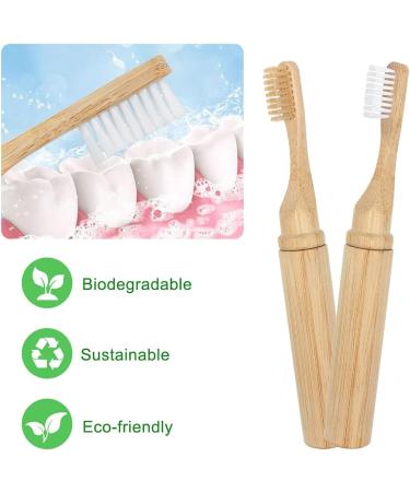 SWKJ Portable Bamboo Toothbrushes - 2 Pcs Organic Natural Folding Toothbrush with Soft Bristles for Eco-Friendly Travel - Buy Online on GoSupps.com