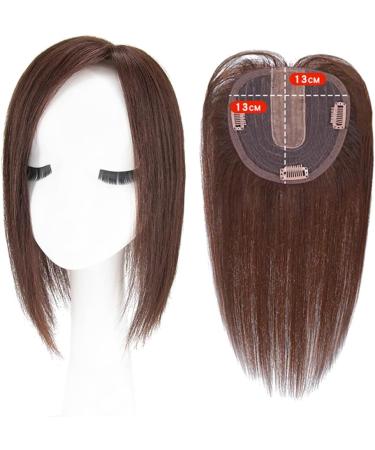 Straight Silk Base Human Hair Topper One Piece Side Part Forehead Closure With Clips (30cm/Left Part Dark Brown) - Buy Online on GoSupps.com