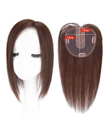 Smooth Silk Base Real Hair Topper - 30 cm Medium Brown One-Piece Crown Closure with Clips - Buy Online on GoSupps.com