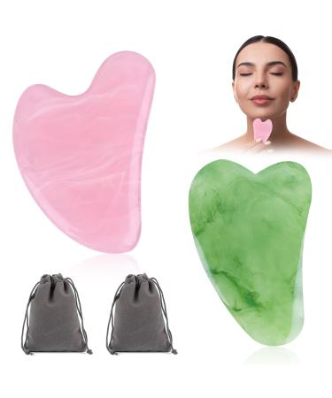 2pcs facial stone gua-sha gua Sha stone face massage guasha stone face massage gua sha stone set face guasha face massage stone face guasha with 2pcs gray velvet pocket
