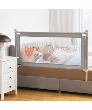 Baby Joy 57-Inch Bed Rail for Toddlers - Height Adjustable & Foldable Guard with Breathable Mesh - Grey - Buy Online on GoSupps.com
