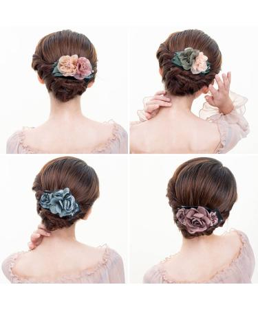 Double Flower Hair Clips for Women & Girls - Curved Duck Beak Side Clips (2 Pack) in Pink & Gray for Thick Long Hair - Buy Online on GoSupps.com