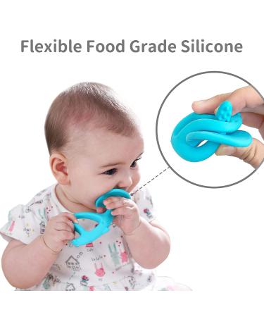 Mombella Elephant Baby Teether for Babies 3-12 Months with Clip | Silicone Teething Toy for 3-6 Month Old | Chew Toy for 6-9 Month Olds | Soothes Sore Gums | Newborn Baby Gift - Blue - Buy Online on GoSupps.com