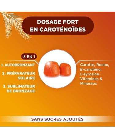 Fort Pharma - Expert AutoBronz Gummies | Tan Food Supplement | Natural Haired Complexion Sun Preparer - Carrot Vitamin C Minerals Selenium | 100% Vegan | 60 Gummies 2/day - Buy Online on GoSupps.com
