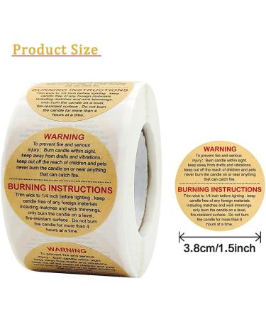 PMCDS2G Candle Warning Labels - 500 Roll Waterproof Safety Stickers for Jars, Tins, Votives - Kraft Paper Decals - Buy Online on GoSupps.com