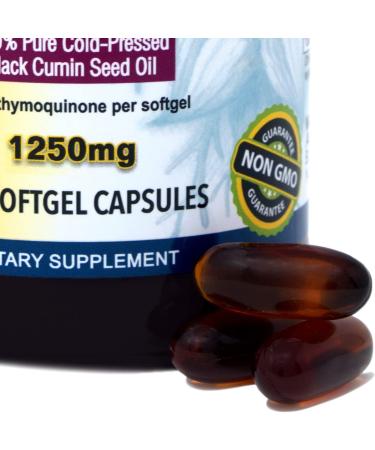 Amazing Herbs Black Seed Oil Pills 1250mg - 100 Softgel Capsules | Cold-Pressed, Non GMO | Packaging May Vary, New Label Coming Soon - Buy Online on GoSupps.com
