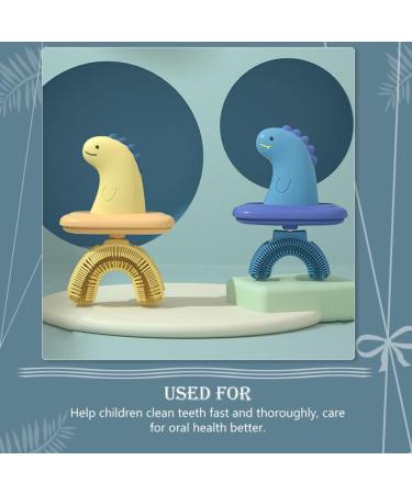 Kisangel Kids Manual U-Shaped Silicone Toothbrush - Blue Dinosaur | Oral Teether Toy for Children 2-6 Years - Buy Online on GoSupps.com