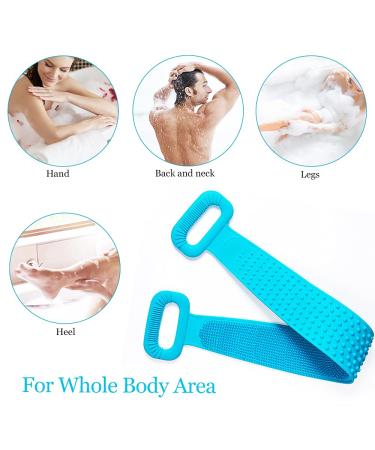 Inmorven 30-inch Blue Back Scrubber for Shower - Extra Long Silicone Body Brush with Handle for Men and Women - Buy Online on GoSupps.com