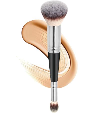 Blush Brush For Cheeks - Dual-Ended Foundation Brush - Multi-purpose Makeup Brush For Foundation Powder Liquid Concealer Cream Blush Bittu Black Handle Silver Tube - Buy Online on GoSupps.com