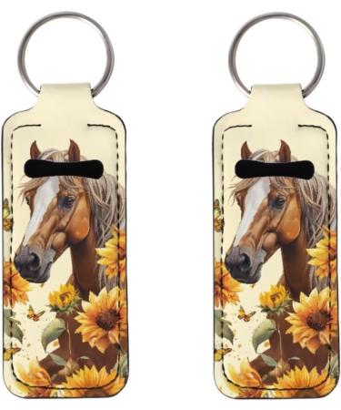 Suobstales Horse Sunflower Butterfly Print Chapstick Holder Keychain Neoprene Lip Balm Holder Lipstick Sleeve Pouch Lip Balm Portable Pocket Lip Gloss Tube Holder Travel Accessories - Buy Online on GoSupps.com