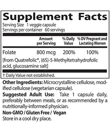 Doctor's Best Fully Active Folate 800 mcg - 60 Veggie Caps for Optimal Health - Buy Online on GoSupps.com