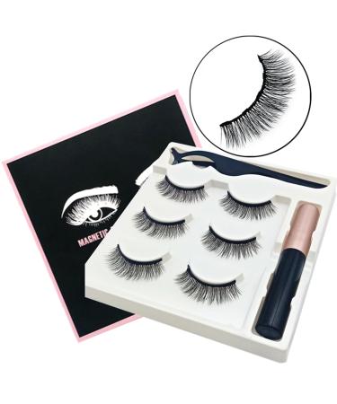 Magnetic Eyelashes And Eyeliner Kit 3 Pairs Reusable Magnetic Lashes With Eyeliner 3D Natural Look False Eyelashes Magnetic Eyelashes Natural Looking Lashes