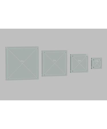 Square Quilting Template Set, 4", 3", 2", 1" with 1/4" Seam Allowance