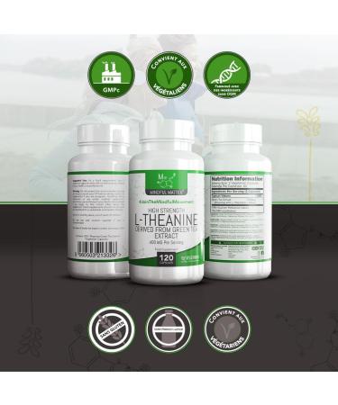 MM L Theanine | 120 Theanine Green Tea Capsules - High Content Green Tea Extract Providing 400mg of L-Theanine per Serving | Non-GMO Gluten Free | Made in the UK - Buy Online on GoSupps.com