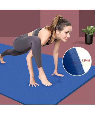 Hatha Yoga Extra Thick TPE Yoga Mat - 72 x 32 - 1/2 Thickness - Eco Friendly SGS Certified - High Density Anti-Tear Bolster - Blue - Buy Online on GoSupps.com