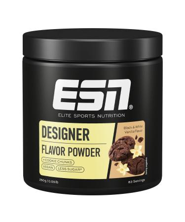 ESN Designer Flavor Powder Black and White Vanilla 250 g flavor powder for sweetness without a lot of sugar and calories tested quality - made in Germany Black and White Vanilla 250 G (1 Pack)
